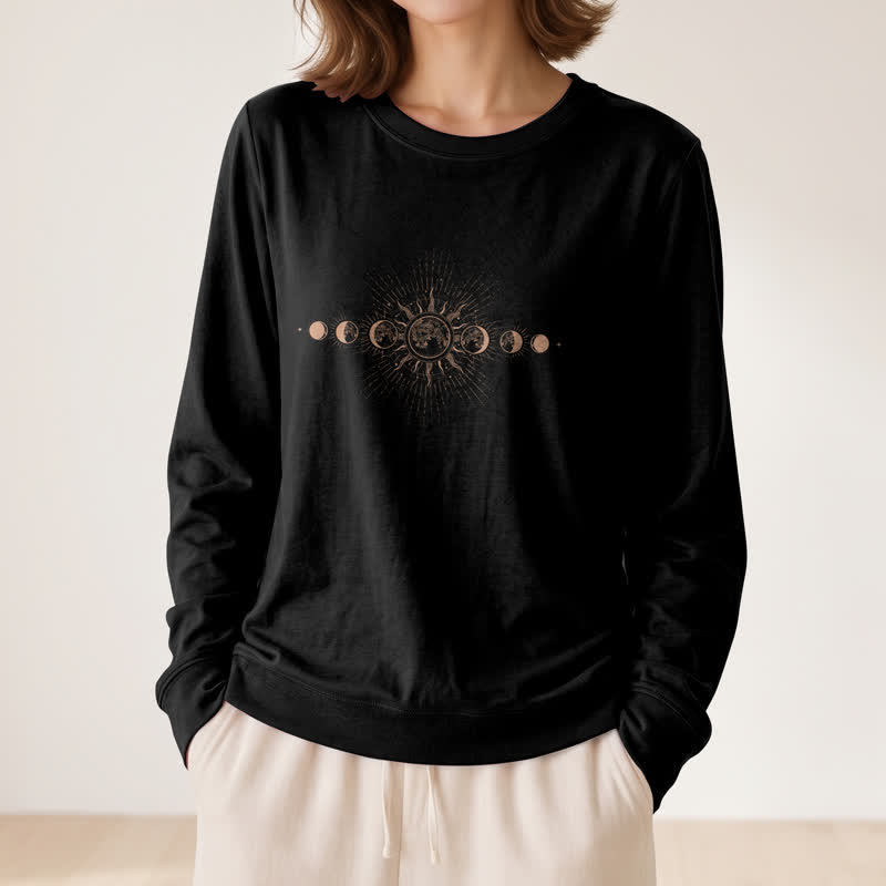 Camicia a maniche lunghe da donna Olivenorma in morbido misto cotone con stampa delle fasi lunari e del sole. - image 8