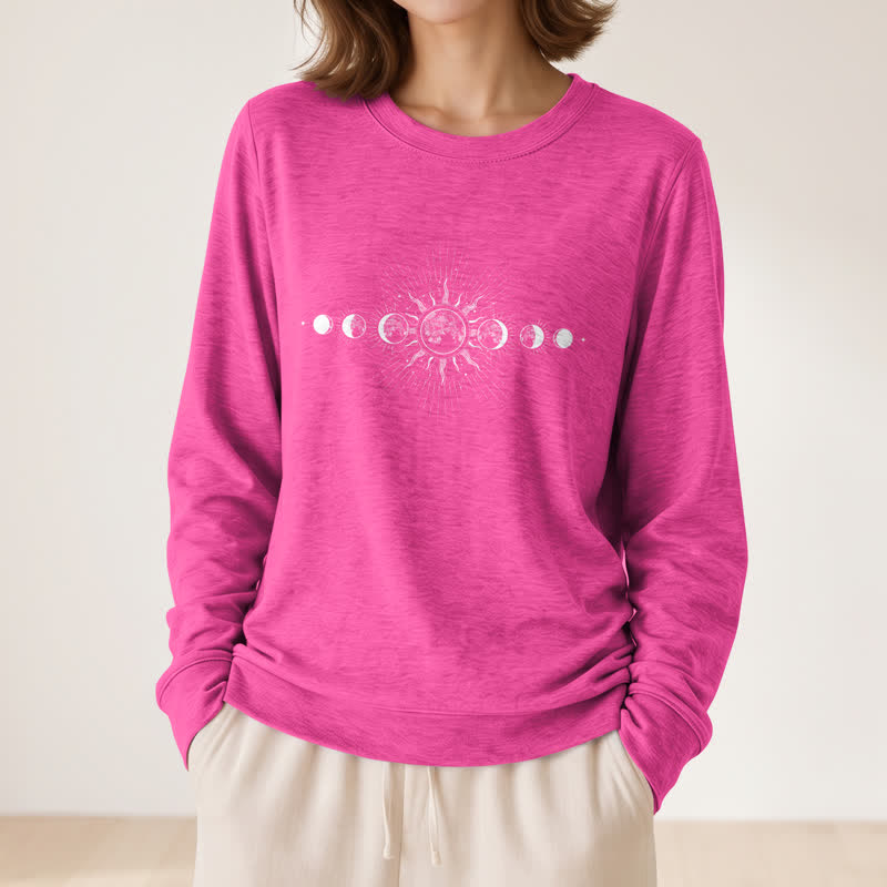 Camicia a maniche lunghe da donna Olivenorma in morbido misto cotone con stampa delle fasi lunari e del sole. - image 23