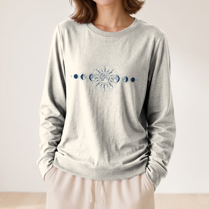 Camicia a maniche lunghe da donna Olivenorma in morbido misto cotone con stampa delle fasi lunari e del sole. - image 14