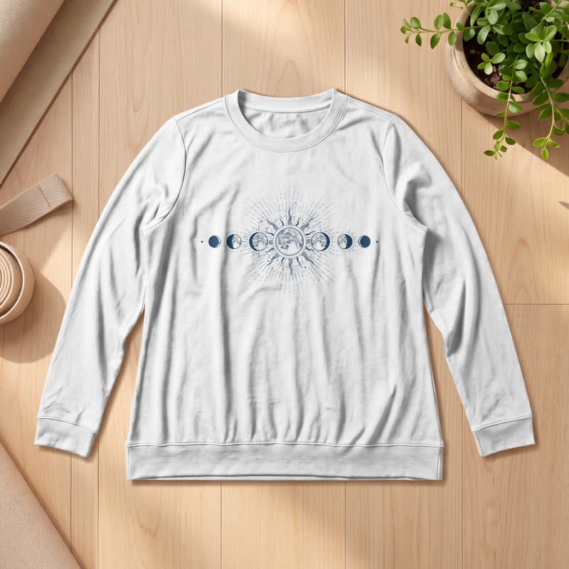 Camicia a maniche lunghe da donna Olivenorma in morbido misto cotone con stampa delle fasi lunari e del sole. - Bianco - 2XL - image 3