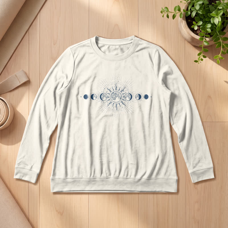 Camicia a maniche lunghe da donna Olivenorma in morbido misto cotone con stampa delle fasi lunari e del sole. - Colore sabbia - 2XL - image 12
