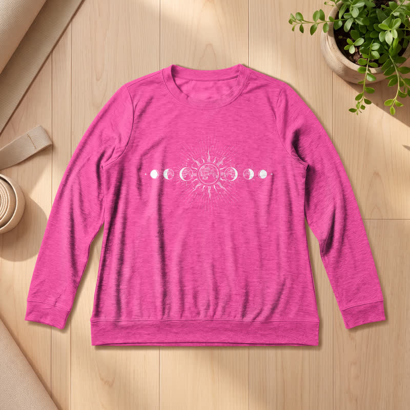 Camicia a maniche lunghe da donna Olivenorma in morbido misto cotone con stampa delle fasi lunari e del sole. - Rosa - 2XL - image 21