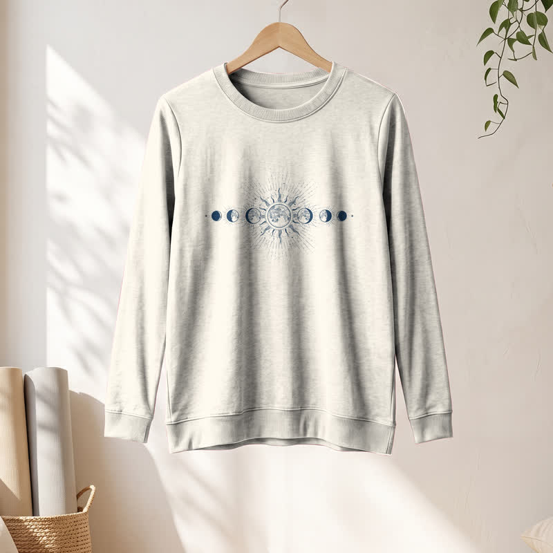 Camicia a maniche lunghe da donna Olivenorma in morbido misto cotone con stampa delle fasi lunari e del sole. - image 13