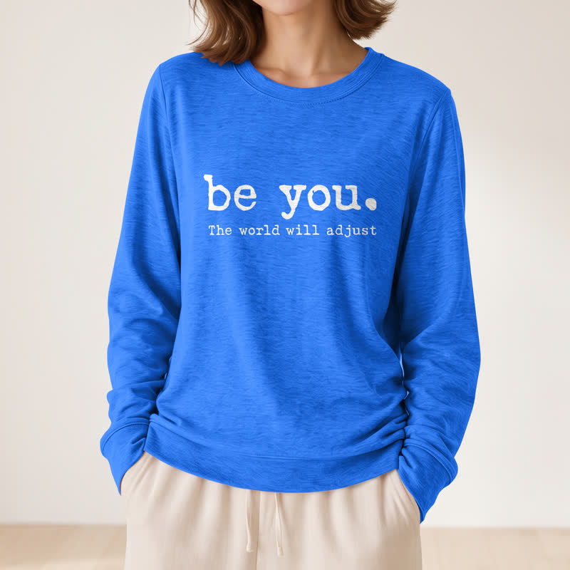 Camicia a maniche lunghe da donna Olivenorma in morbido cotone con stampa motivazionale "Be You". - image 20
