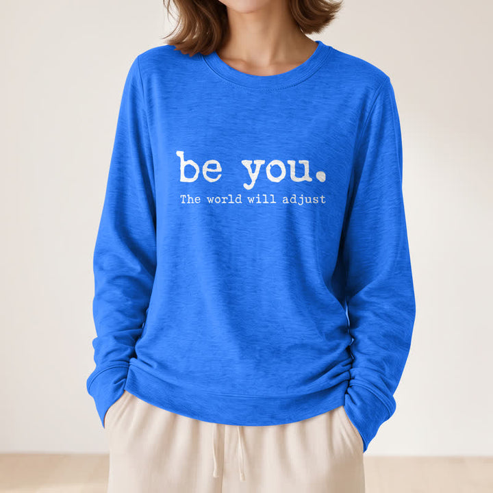 Camicia a maniche lunghe da donna Olivenorma in morbido cotone con stampa motivazionale "Be You". - image 20