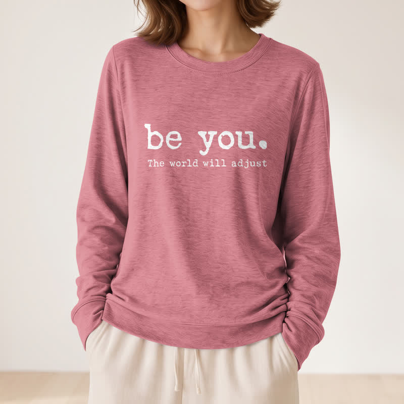 Camicia a maniche lunghe da donna Olivenorma in morbido cotone con stampa motivazionale "Be You". - image 11