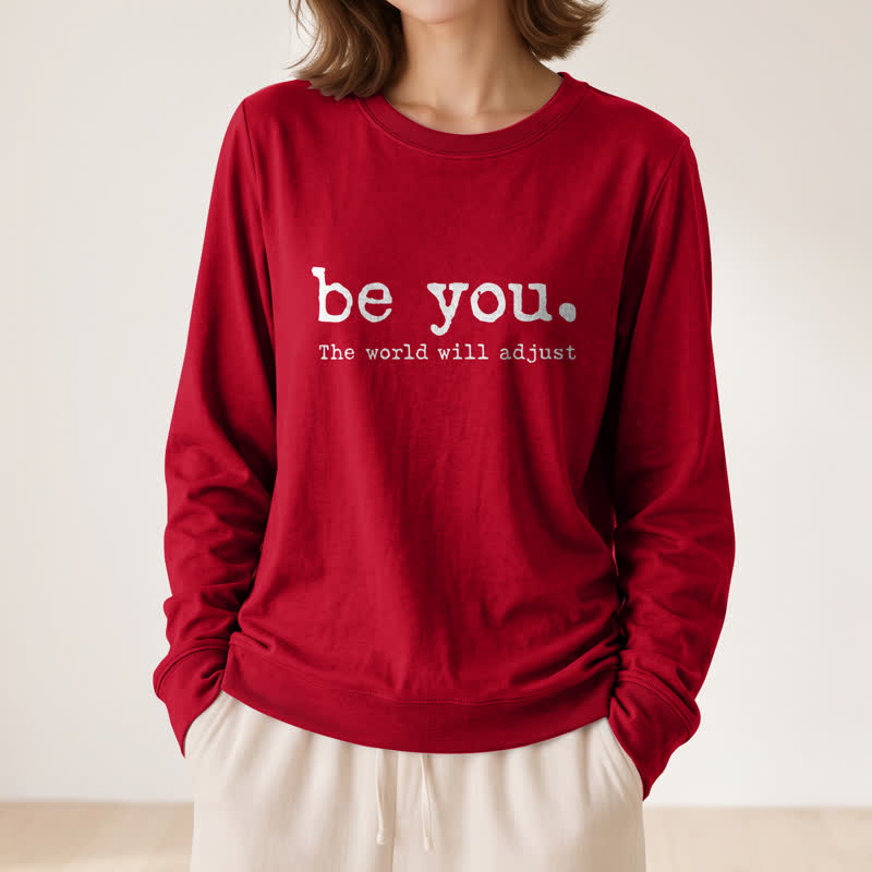 Camicia a maniche lunghe da donna Olivenorma in morbido cotone con stampa motivazionale "Be You". - image 32