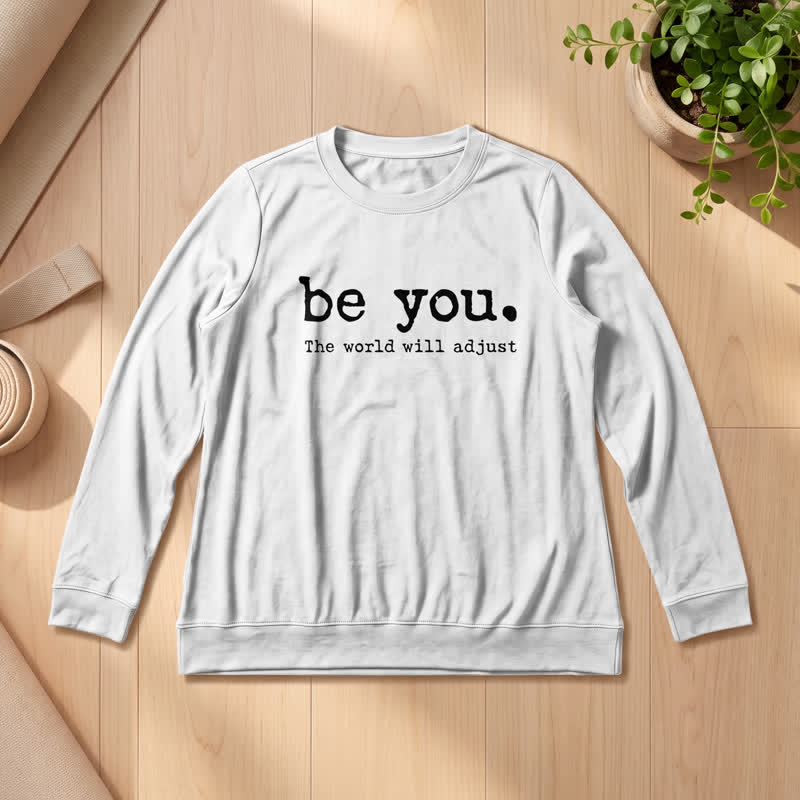Camicia a maniche lunghe da donna Olivenorma in morbido cotone con stampa motivazionale "Be You". - Bianco - 2XL - image 3