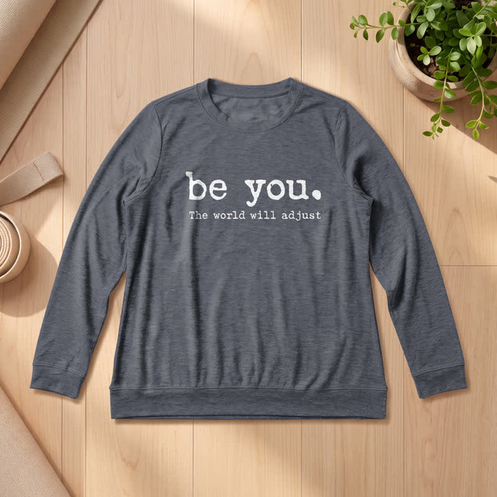 Camicia a maniche lunghe da donna Olivenorma in morbido cotone con stampa motivazionale "Be You". - Grigio Heather - 2XL - image 15