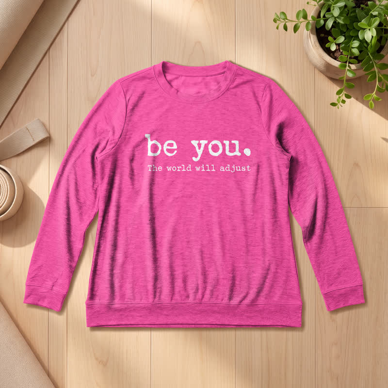 Camicia a maniche lunghe da donna Olivenorma in morbido cotone con stampa motivazionale "Be You". - Rosa - 2XL - image 21