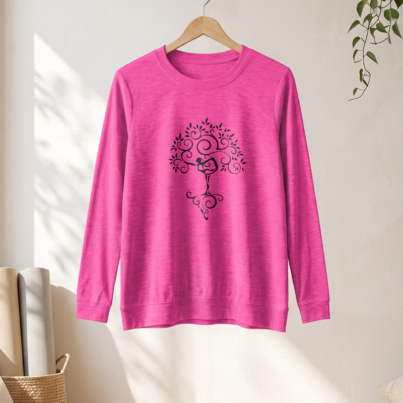 Maglietta a maniche lunghe da donna Olivenorma in morbido misto cotone con stampa artistica "Yoga Tree". - image 22