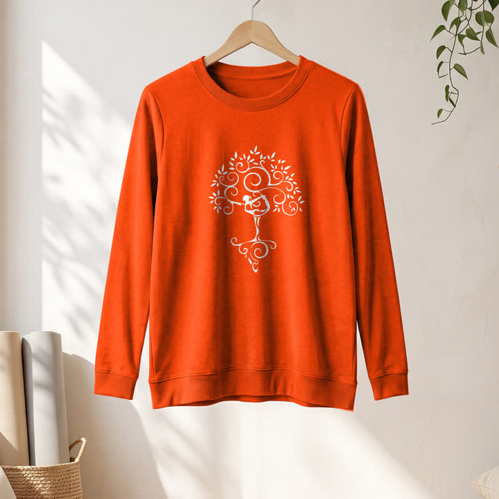 Maglietta a maniche lunghe da donna Olivenorma in morbido misto cotone con stampa artistica "Yoga Tree". - image 28