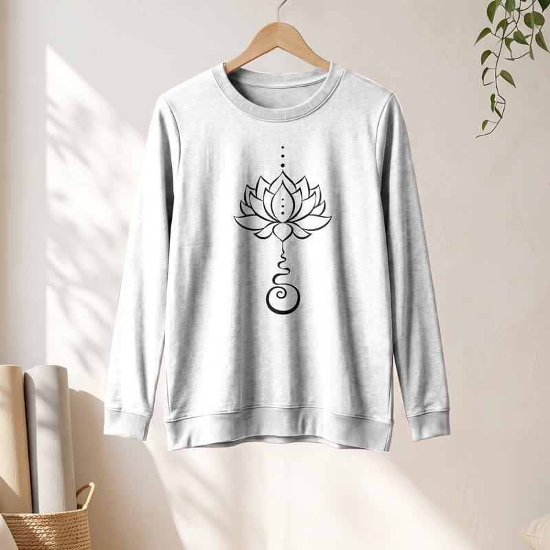 Camicia a maniche lunghe da donna Olivenorma in morbido cotone con stampa Unalome Lotus - image 4