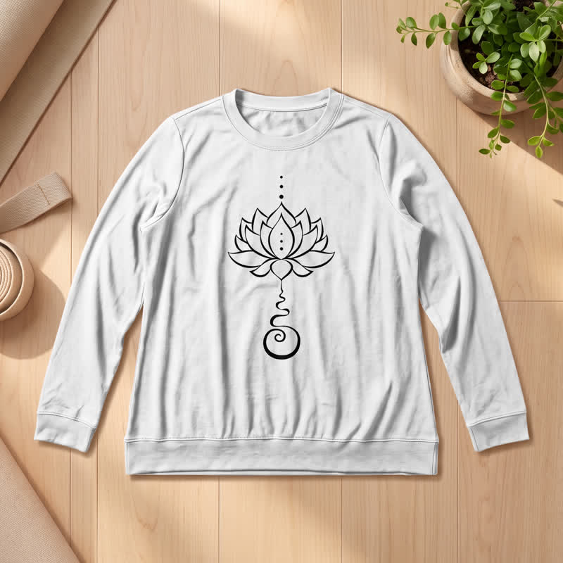 Camicia a maniche lunghe da donna Olivenorma in morbido cotone con stampa Unalome Lotus - Bianco - 2XL - image 3