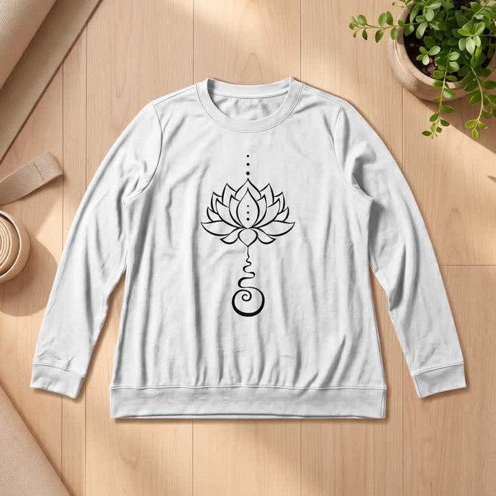 Camicia a maniche lunghe da donna Olivenorma in morbido cotone con stampa Unalome Lotus - Bianco - 2XL - image 3