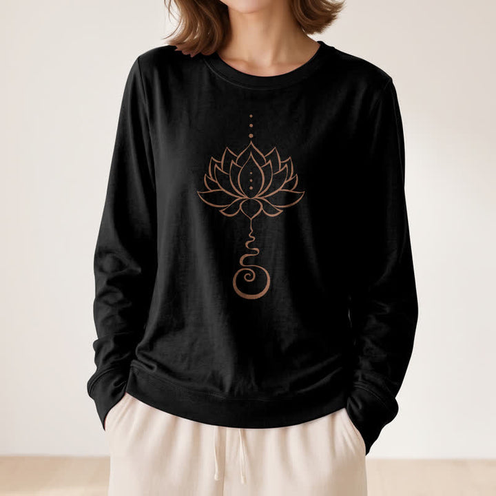 Camicia a maniche lunghe da donna Olivenorma in morbido cotone con stampa Unalome Lotus - image 2