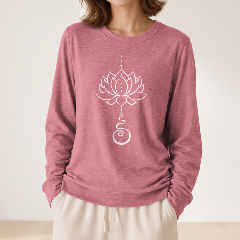 Camicia a maniche lunghe da donna Olivenorma in morbido cotone con stampa Unalome Lotus - image 8