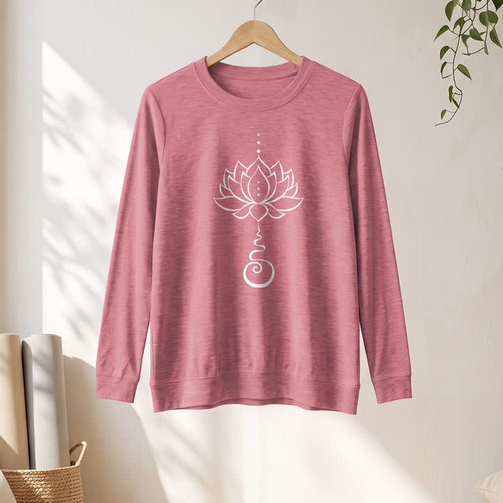 Camicia a maniche lunghe da donna Olivenorma in morbido cotone con stampa Unalome Lotus - image 7
