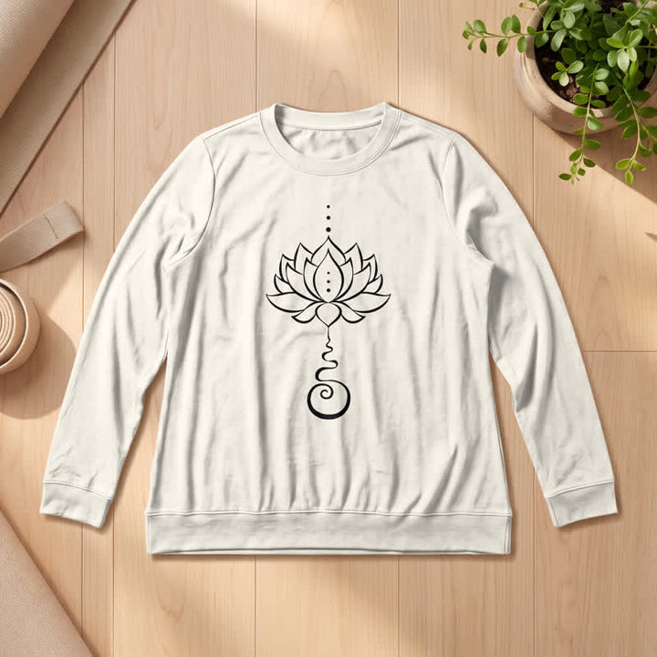 Camicia a maniche lunghe da donna Olivenorma in morbido cotone con stampa Unalome Lotus - Colore sabbia - 2XL - image 9