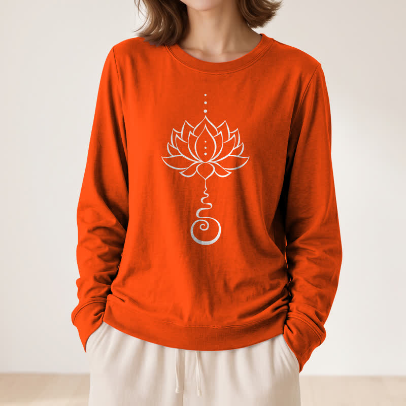 Camicia a maniche lunghe da donna Olivenorma in morbido cotone con stampa Unalome Lotus - image 29