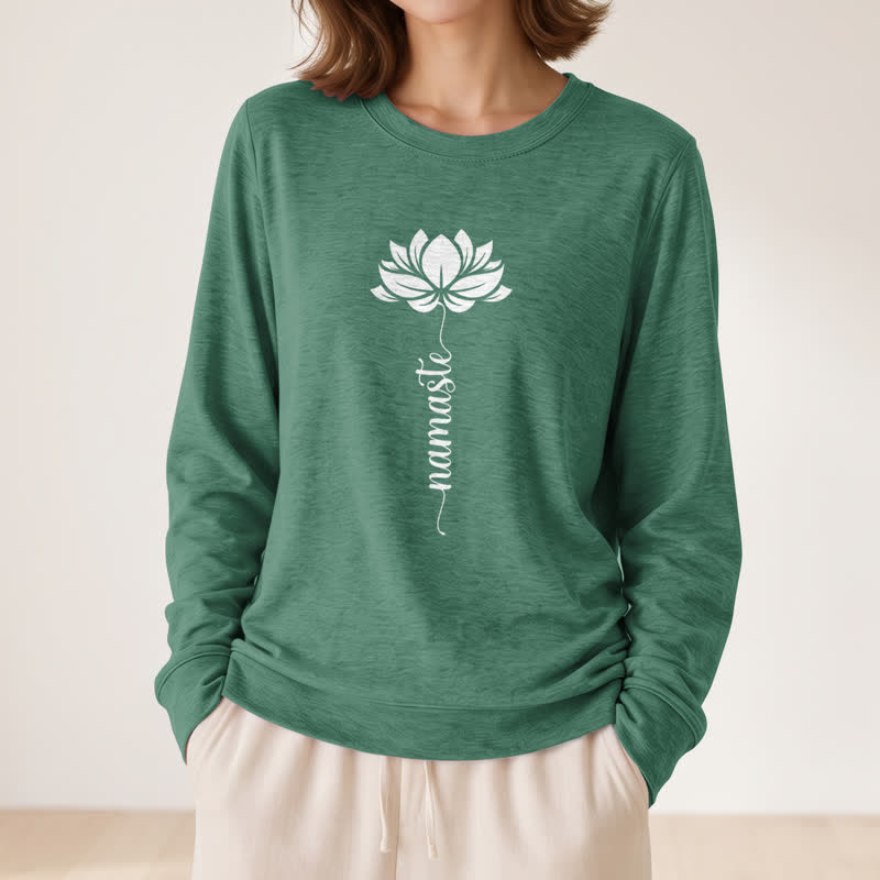 Camicia a maniche lunghe da donna Olivenorma in morbido cotone con stampa Namaste Lotus. - image 23