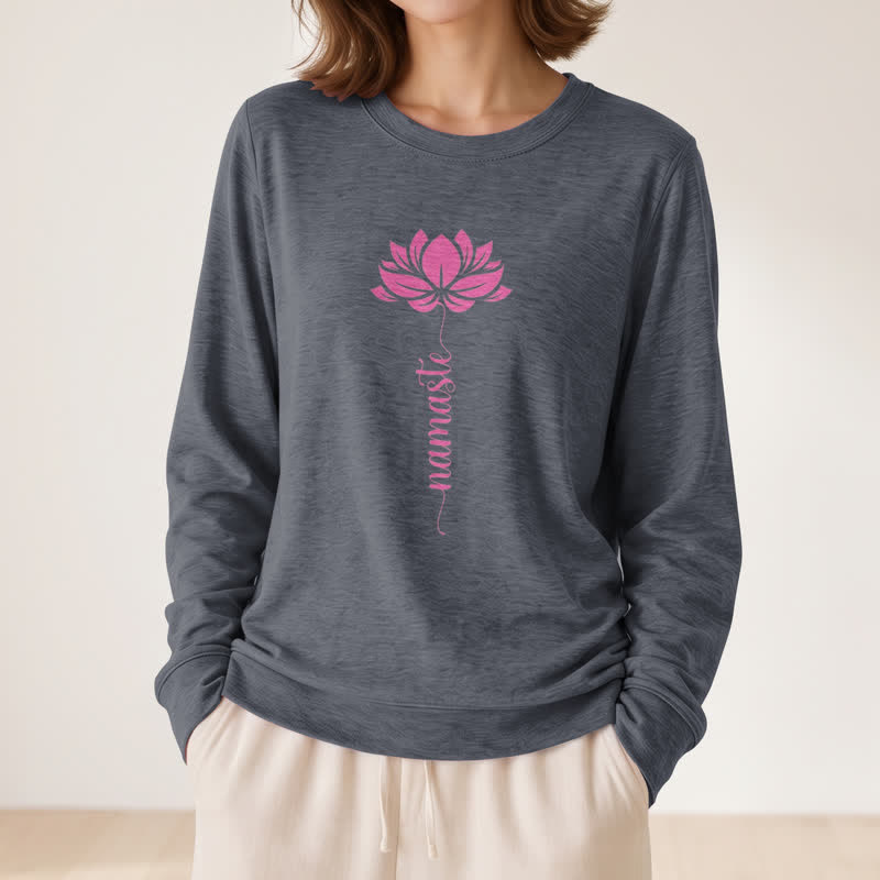 Camicia a maniche lunghe da donna Olivenorma in morbido cotone con stampa Namaste Lotus. - image 14