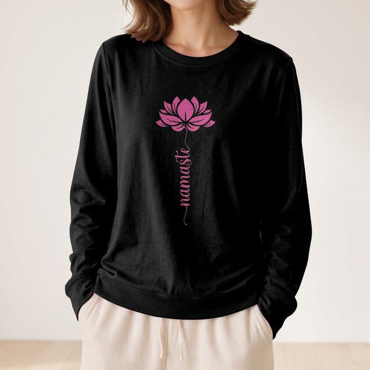 Camicia a maniche lunghe da donna Olivenorma in morbido cotone con stampa Namaste Lotus. - image 8