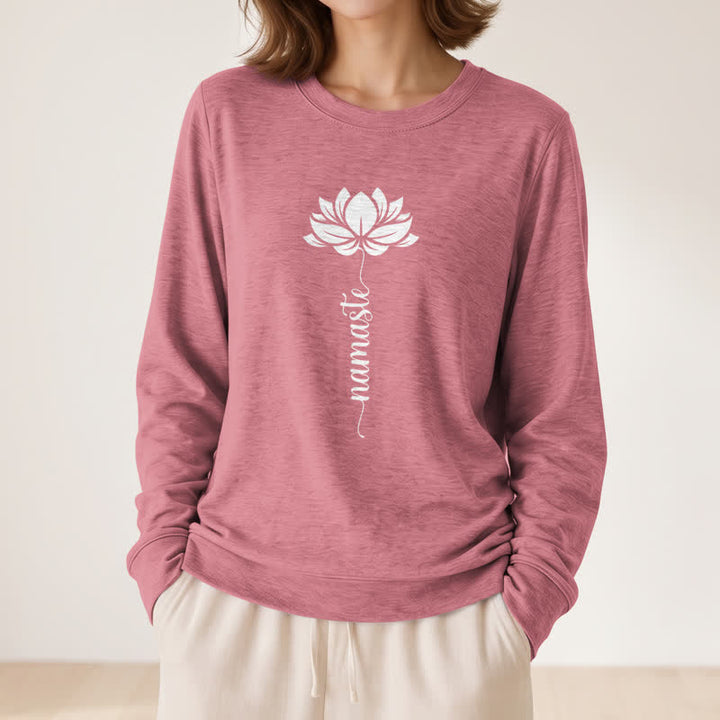 Camicia a maniche lunghe da donna Olivenorma in morbido cotone con stampa Namaste Lotus. - image 2