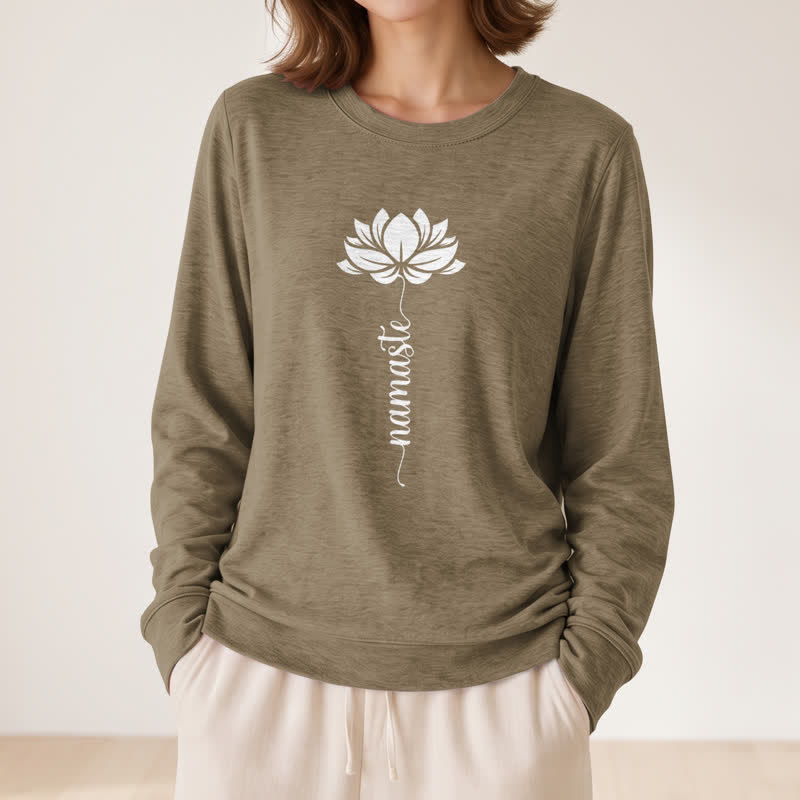 Camicia a maniche lunghe da donna Olivenorma in morbido cotone con stampa Namaste Lotus. - image 26
