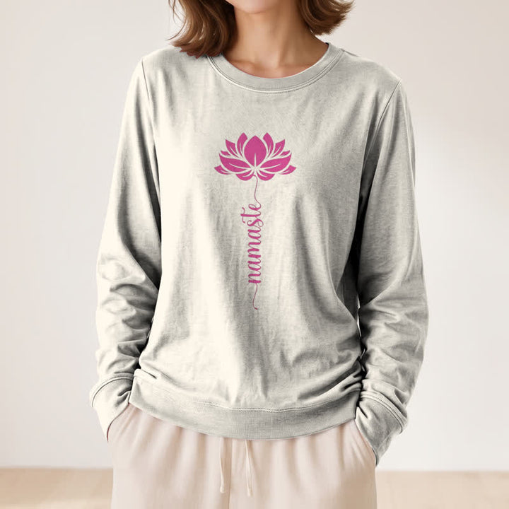 Camicia a maniche lunghe da donna Olivenorma in morbido cotone con stampa Namaste Lotus. - image 11