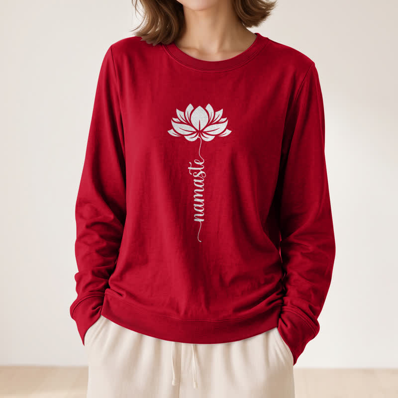 Camicia a maniche lunghe da donna Olivenorma in morbido cotone con stampa Namaste Lotus. - image 32