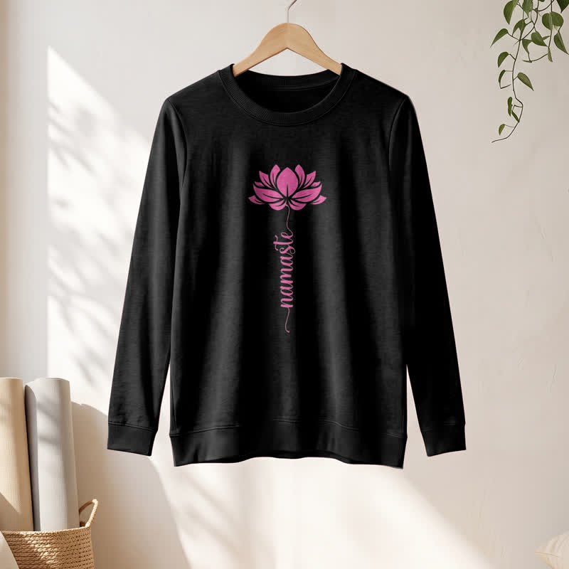 Camicia a maniche lunghe da donna Olivenorma in morbido cotone con stampa Namaste Lotus. - image 7