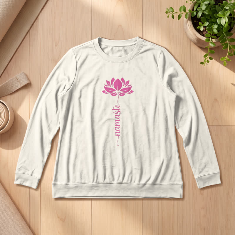 Camicia a maniche lunghe da donna Olivenorma in morbido cotone con stampa Namaste Lotus. - Colore sabbia - 2XL - image 9