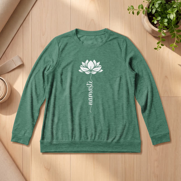 Camicia a maniche lunghe da donna Olivenorma in morbido cotone con stampa Namaste Lotus. - Verde Vintage - 2XL - image 21