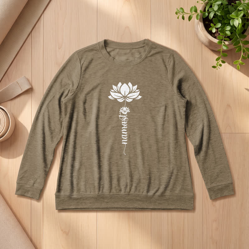 Camicia a maniche lunghe da donna Olivenorma in morbido cotone con stampa Namaste Lotus. - Caffè - 2XL - image 24