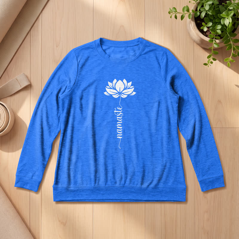 Camicia a maniche lunghe da donna Olivenorma in morbido cotone con stampa Namaste Lotus. - Blu vintage - 2XL - image 15
