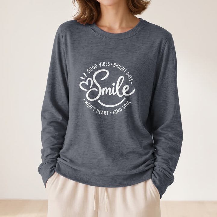 Camicia a maniche lunghe da donna Olivenorma in morbido misto cotone con stampa di una citazione sorridente. - Grigio Heather - 2XL - image 0