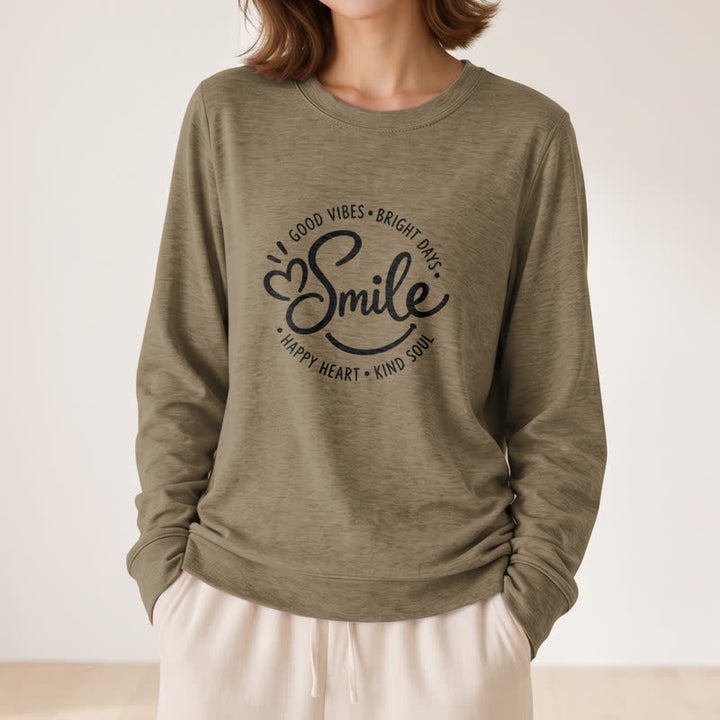 Camicia a maniche lunghe da donna Olivenorma in morbido misto cotone con stampa di una citazione sorridente. - Caffè - 2XL - image 24