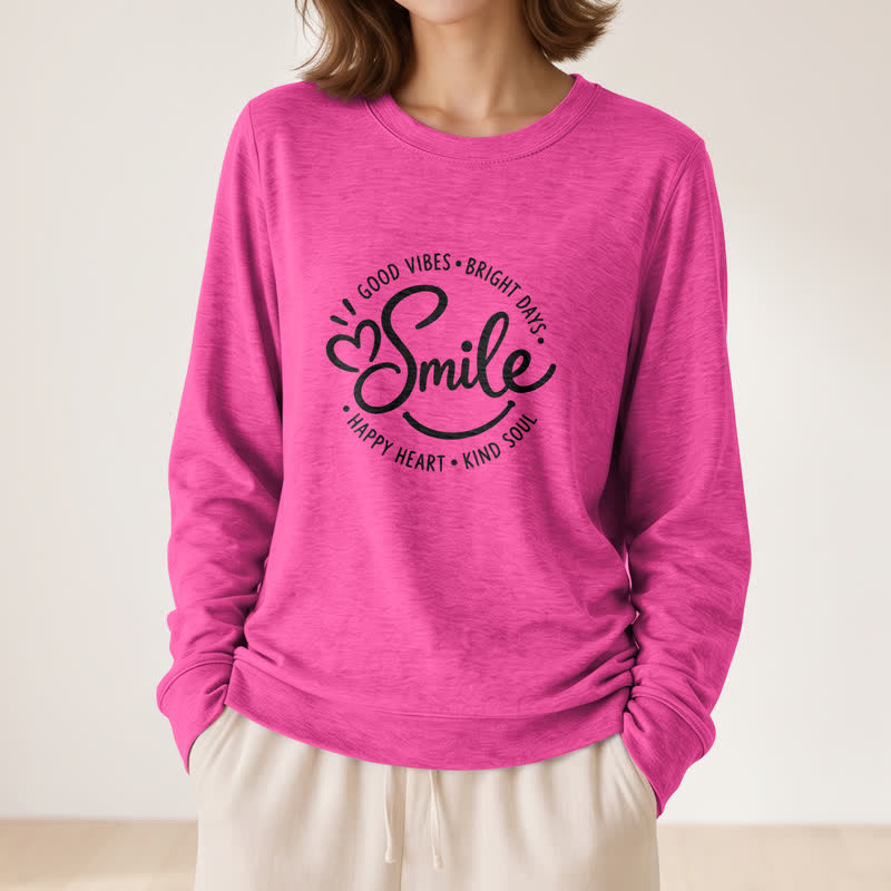 Camicia a maniche lunghe da donna Olivenorma in morbido misto cotone con stampa di una citazione sorridente. - Rosa - 2XL - image 18