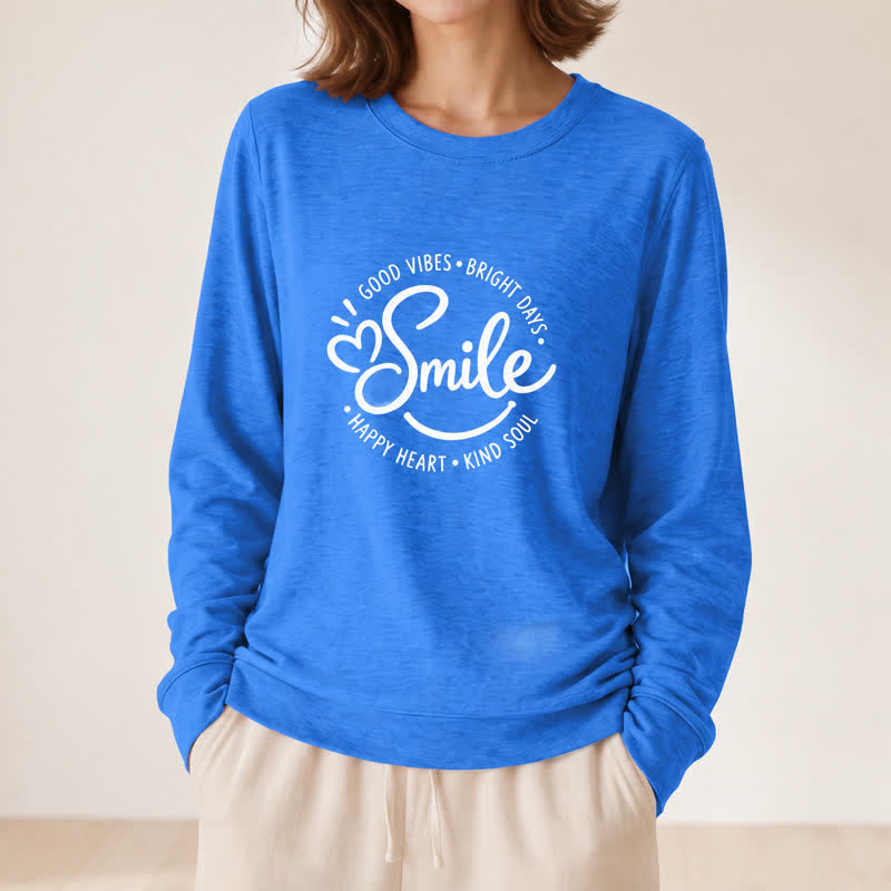 Camicia a maniche lunghe da donna Olivenorma in morbido misto cotone con stampa di una citazione sorridente. - Blu vintage - 2XL - image 15