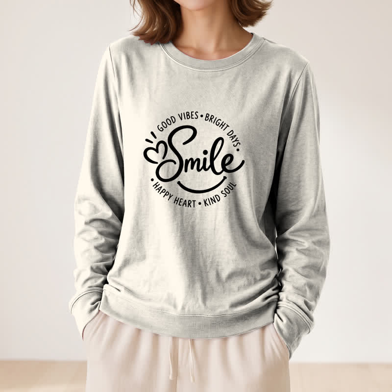 Camicia a maniche lunghe da donna Olivenorma in morbido misto cotone con stampa di una citazione sorridente. - Colore sabbia - 2XL - image 12