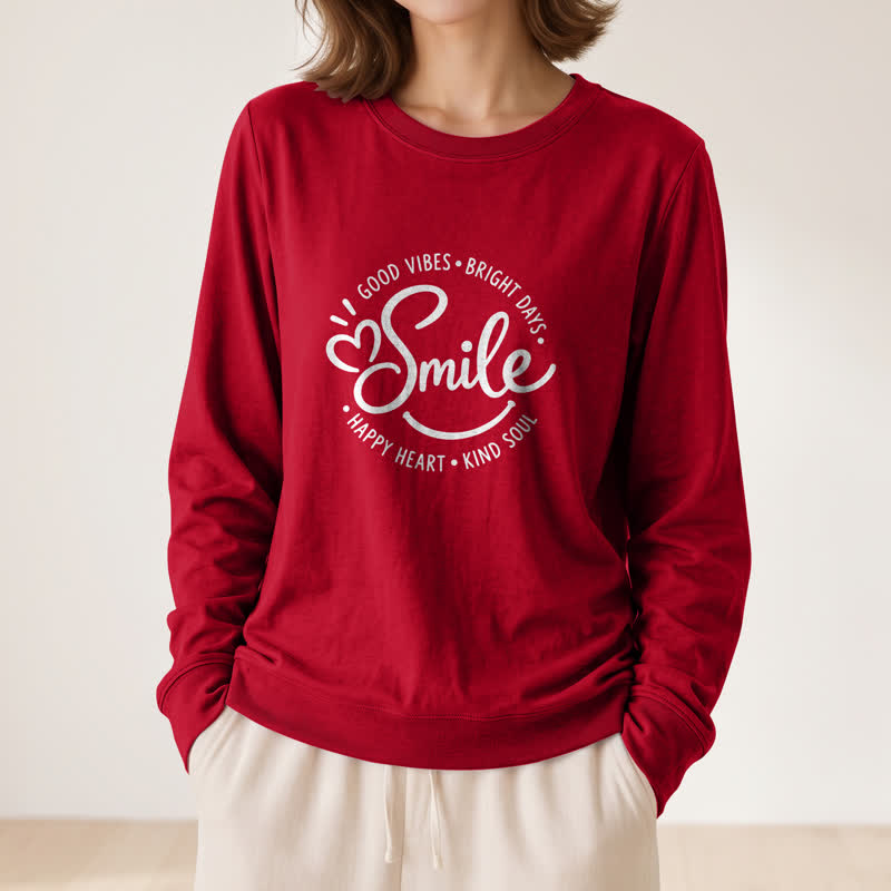 Camicia a maniche lunghe da donna Olivenorma in morbido misto cotone con stampa di una citazione sorridente. - Vino - 2XL - image 30