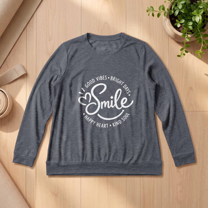 Camicia a maniche lunghe da donna Olivenorma in morbido misto cotone con stampa di una citazione sorridente. - image 2