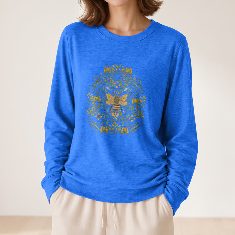 Camicia a maniche lunghe da donna Olivenorma in morbido misto cotone con stampa floreale e ape. - image 17