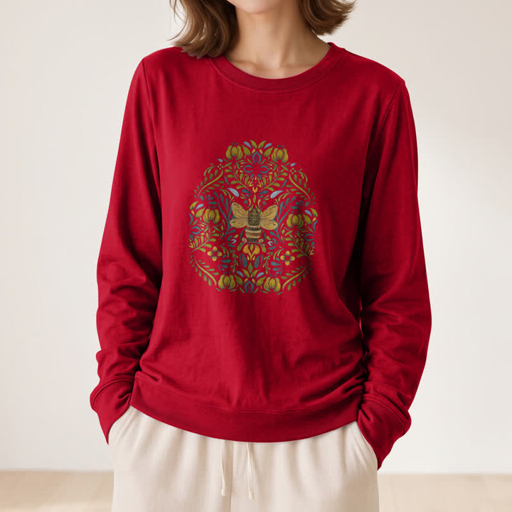 Camicia a maniche lunghe da donna Olivenorma in morbido misto cotone con stampa floreale e ape. - image 32