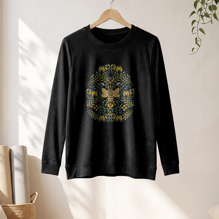 Camicia a maniche lunghe da donna Olivenorma in morbido misto cotone con stampa floreale e ape. - image 4