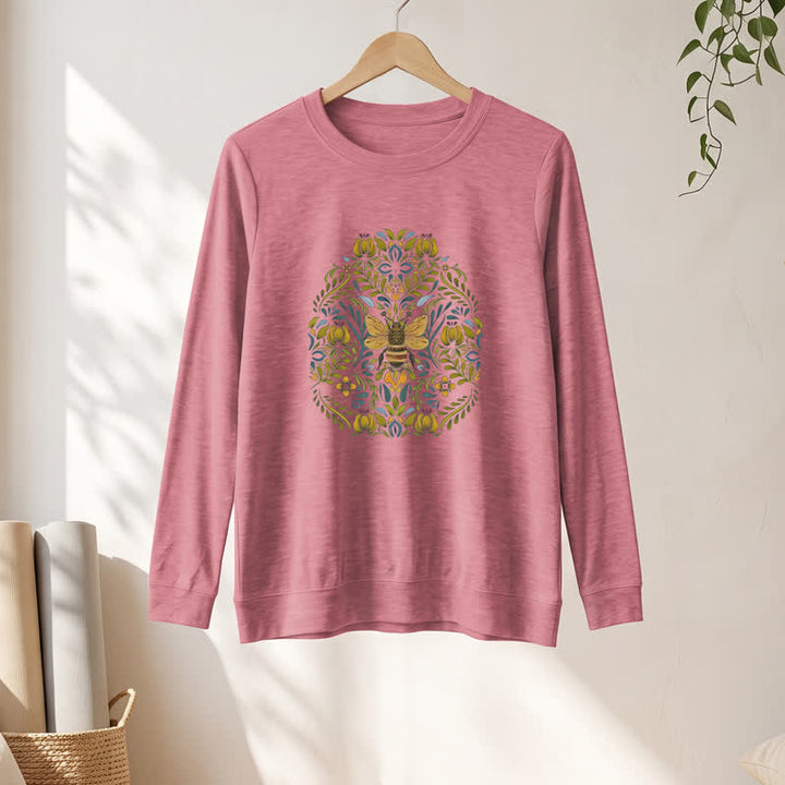 Camicia a maniche lunghe da donna Olivenorma in morbido misto cotone con stampa floreale e ape. - image 7