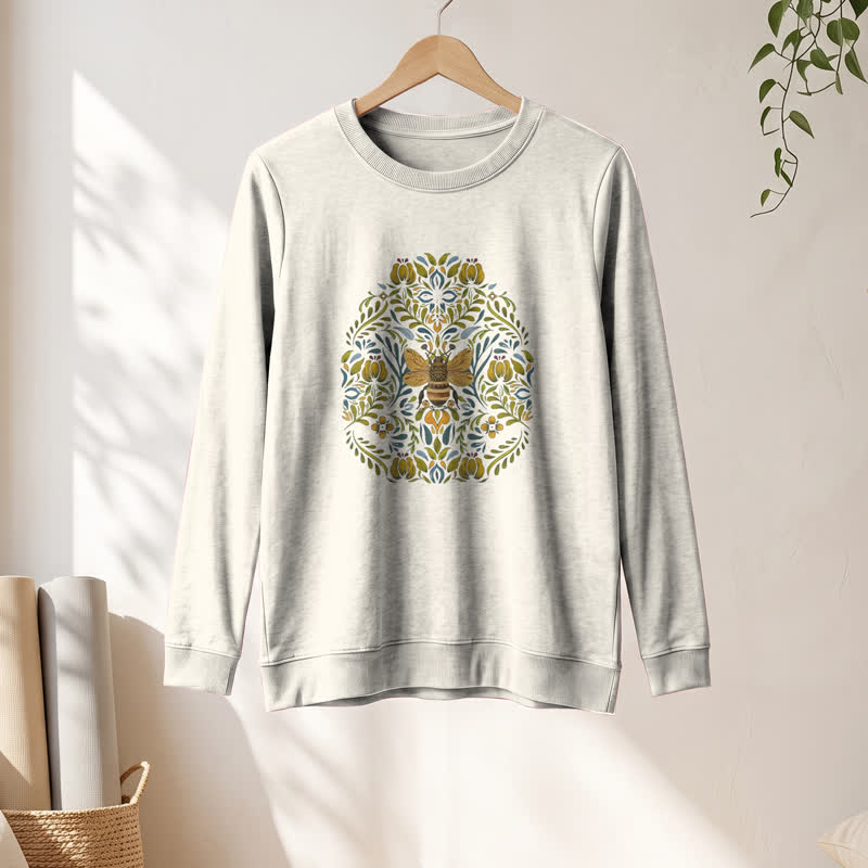Camicia a maniche lunghe da donna Olivenorma in morbido misto cotone con stampa floreale e ape. - image 10