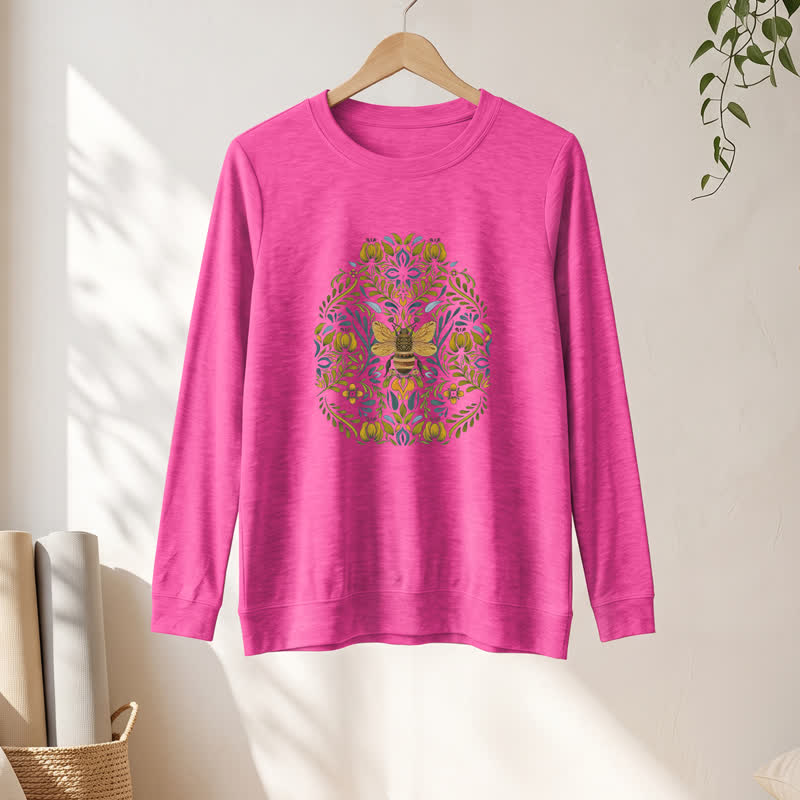 Camicia a maniche lunghe da donna Olivenorma in morbido misto cotone con stampa floreale e ape. - image 19