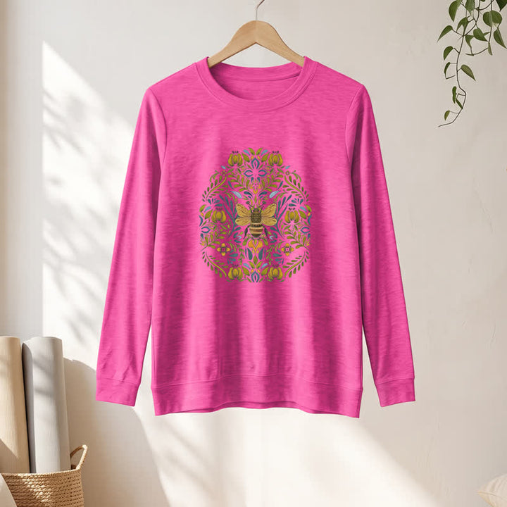 Camicia a maniche lunghe da donna Olivenorma in morbido misto cotone con stampa floreale e ape. - image 19